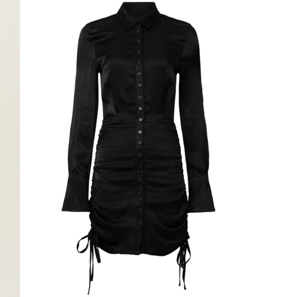 BARDOT Black Sui Mini Shirtdress Ruched Size Medium / 6 Rent Runway $139 msrp